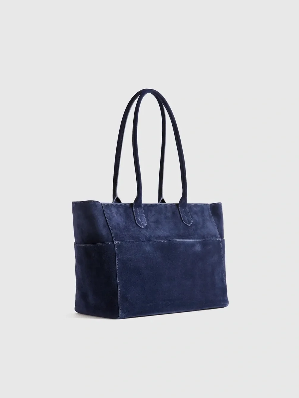 Quince Hudson Suede Tote in midnight blue